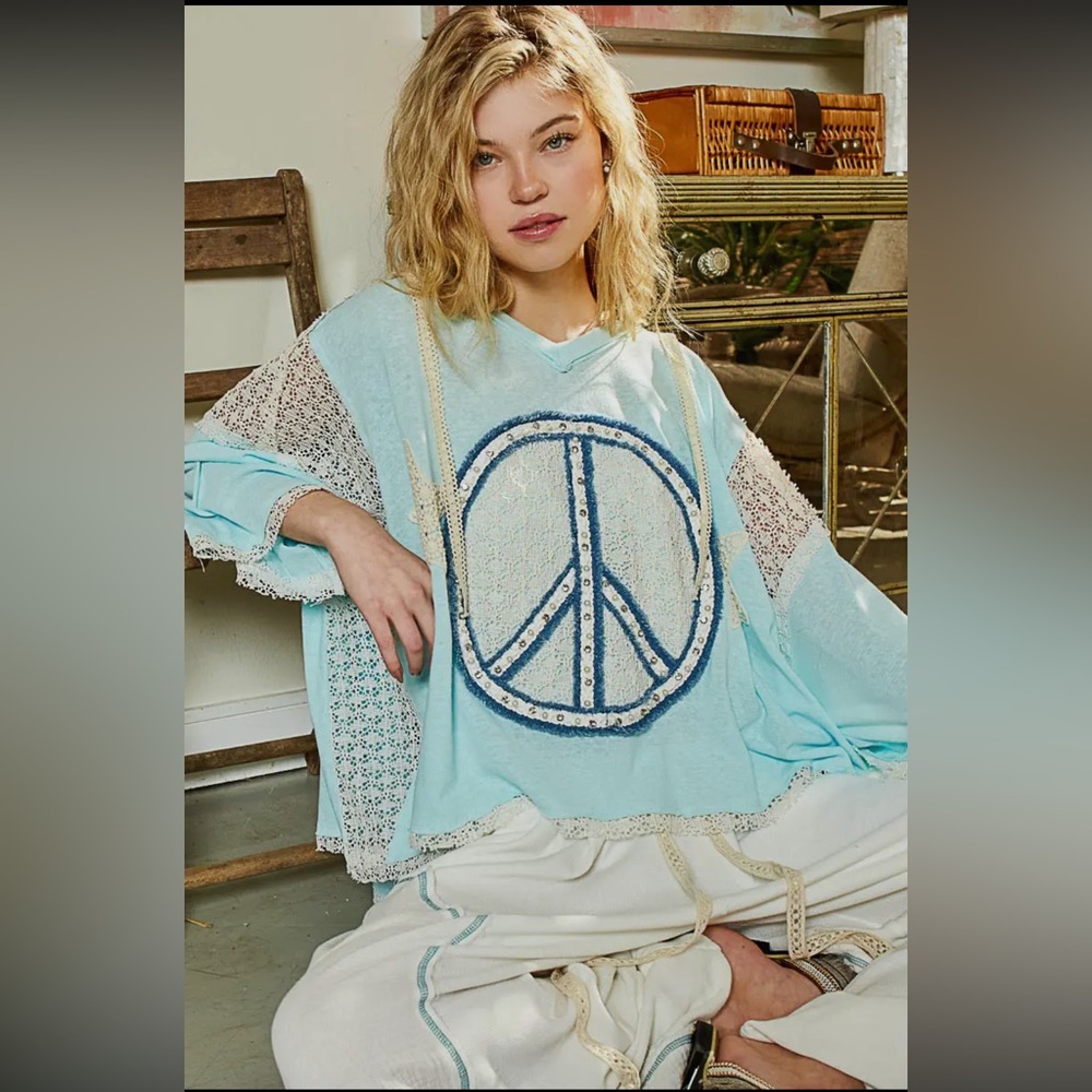 Blue Peace Sign Women's Sweatshirt